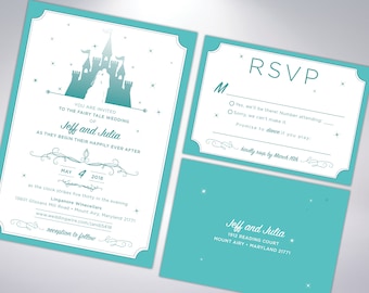 Fairytale Castle Wedding Invitation Suite: Pearlescent Envelopes