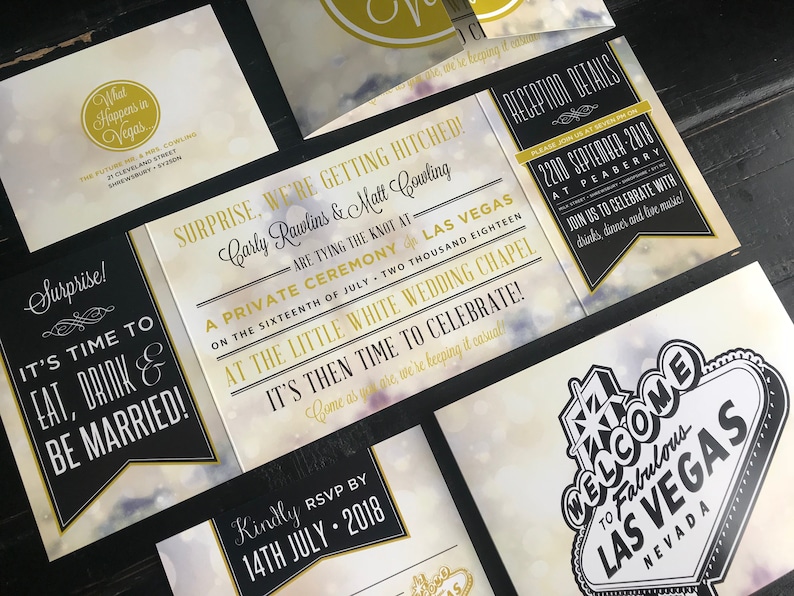 Married in Vegas Elopement Announcements Reception Etsy