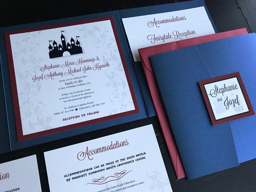 Fairytale Wedding Invitation Custom Pocket Invitation Suite - Etsy