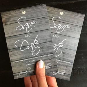 rústicas rústicas o cartão da data cartão postal | Boho | Chique | Grão de madeira | Rústico | Anúncio de casamento | Imprimível | Salve o cartão postal de data com calendário