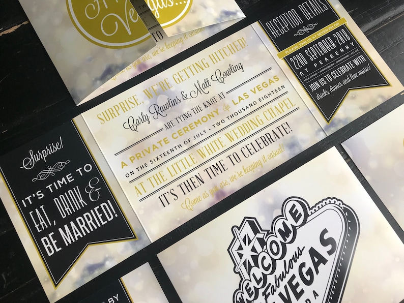 Married in Vegas Elopement Announcements Reception Etsy