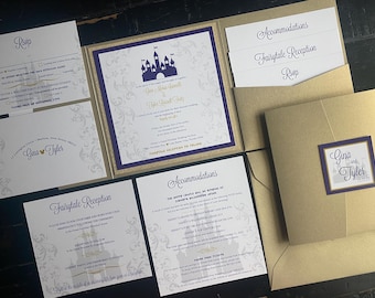 Fairytale Wedding Invitation: Custom Castle Pocket Suite