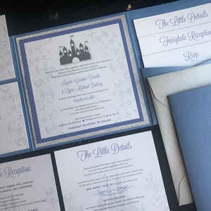 Fairytale Wedding Invitation | Custom Pocket Invitation Suite | Castle | Wedding Announcement | Storybook | Prince | Princess | Glitter