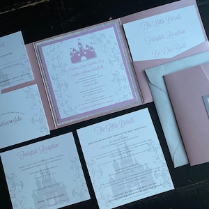 Fairytale Wedding Invitation | Custom Pocket Invitation Suite | Castle | Wedding Announcement | Storybook | Prince | Princess | Glitter