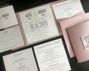 Custom Pocket Wedding Invitation Suite: Elegant Script