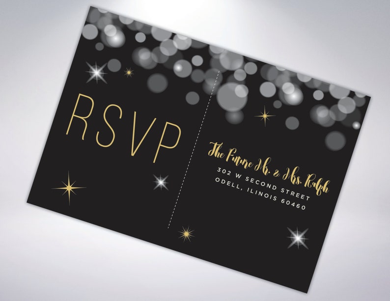 Sparkle Invitation Suite Custom Invitation W/ Postcard RSVP Etsy