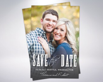 Engagement Photo Save The Date: Pearlescent Envelopes, Custom Cardstock