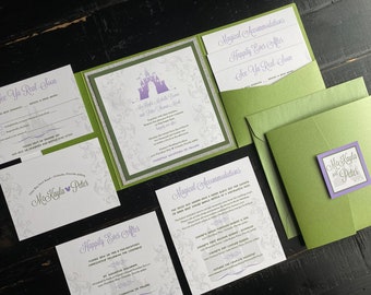 Custom Fairytale Castle Wedding Invitation Suite