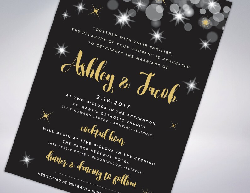 Sparkle Invitation Suite Custom Invitation W/ Postcard RSVP Etsy