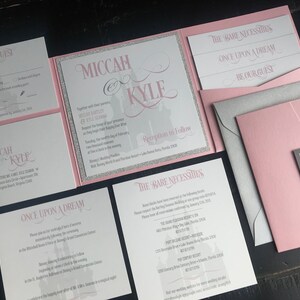 Fairytale Wedding Invitation | Custom Pocket Invitation Suite | Castle | Wedding Announcement | Storybook | Prince | Princess | Glitter