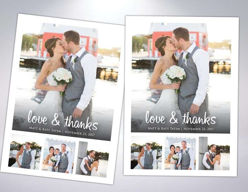Custom Message Wedding Thank You Love and Thanks Custom Wedding Thank You Cards /& Envelopes Printable Postcard Option Available