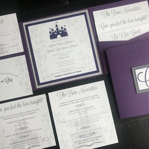 Fairytale Wedding Invitation | Custom Pocket Invitation Suite | Castle | Wedding Announcement | Storybook | Prince | Princess | Glitter