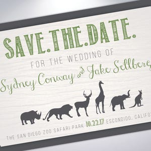 economias temáticos do jardim zoológico o cartão postal | Anúncio de noivado | Animais do Zoológico | Imprimível | Local do Zoológico | Anúncio de casamento | Reserve a data