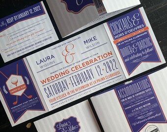 Golf Wedding Invitation Suite: Custom Fold, Postcard RSVP