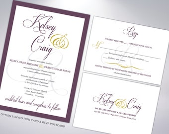Invitation Suite Design | Invite | Postcard RSVP | Details Card | Script | Elegant Wedding Invitations | Custom Wedding Announcements