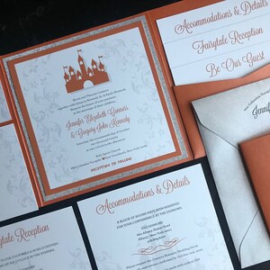 Fairytale Wedding Invitation | Custom Pocket Invitation Suite | Castle | Wedding Announcement | Storybook | Prince | Princess | Glitter