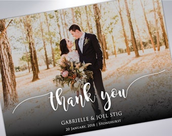 Thank You Postcards | Custom Wedding Thank You Card | Wedding Photography | Wedding Postcards | Thank You | Script | Typography | Thanks