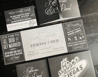Las Vegas Wedding Invitation: Chalkboard Custom Fold Suite