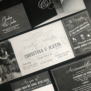 Invitación de Las Vegas / Pizarra / Suite de invitación de boda plegable personalizada / Casado en Las Vegas / Anuncio de boda / Sparkle / Las Vegas