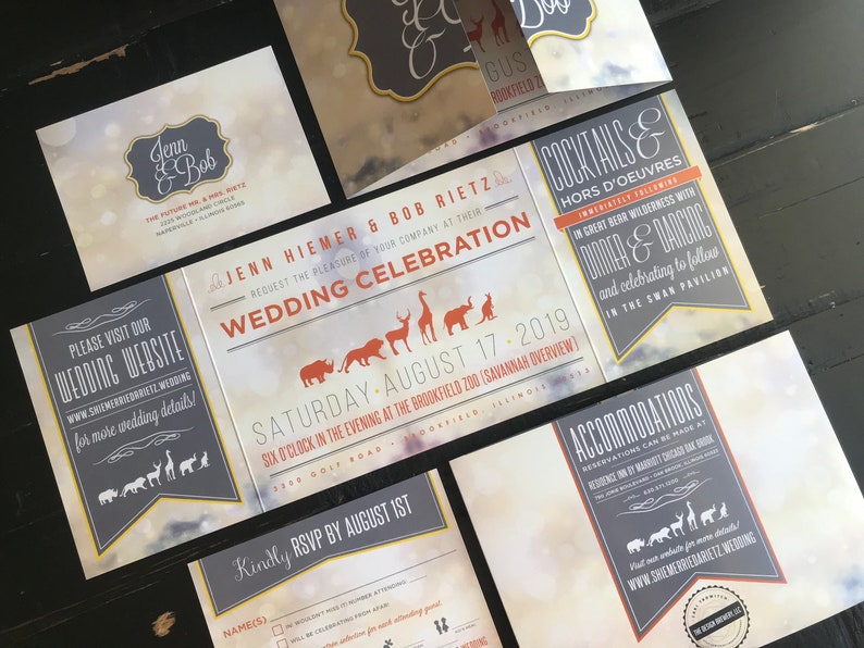 zoo themed custom fold wedding invitation suite zoo etsy