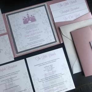Fairytale Wedding Invitation | Custom Pocket Invitation Suite | Castle | Wedding Announcement | Storybook | Prince | Princess | Glitter