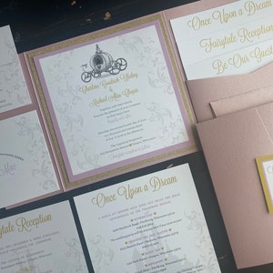 Fairytale Wedding Invitation | Custom Pocket Invitation Suite | Castle | Wedding Announcement | Storybook | Prince | Princess | Glitter