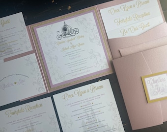 Fairytale Wedding Invitation: Custom Castle Pocket Suite