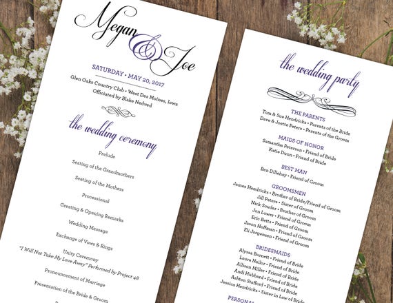 Wedding Programs Custom Wedding Program Design Wedding Etsy