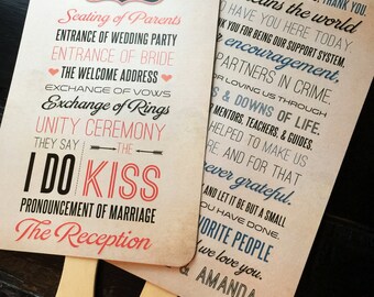 Rustic Wedding Program Fans: Custom Ceremony Details