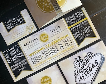 Las Vegas Invitation | Custom Fold Wedding Invitation Suite | Married in Vegas | Wedding Announcement | Las Vegas Wedding Invitations