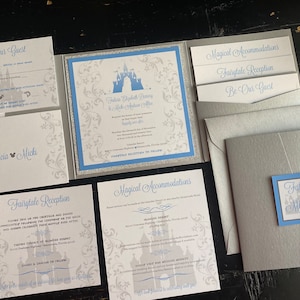 Fairytale Wedding Invitation | Custom Pocket Invitation Suite | Castle | Wedding Announcement | Storybook | Prince | Princess | Glitter