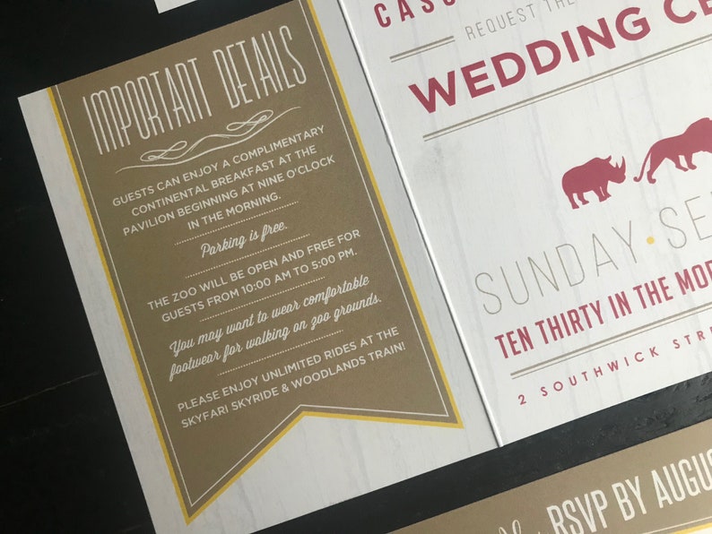 Zoo Themed Custom Fold Wedding Invitation Suite Zoo | Etsy