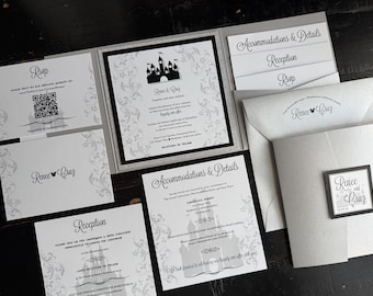 Fairytale Wedding Invitation: Custom Castle Pocket Suite