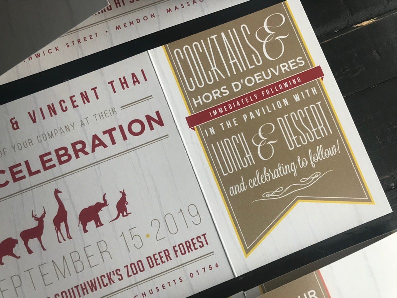 Zoo Themed Custom Fold Wedding Invitation Suite Zoo | Etsy