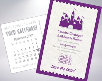 Save The Dates | Fairytale Wedding  | Castle | Storybook | Announcement | Postcard or Announcement with Envelopes | Prince | Princess