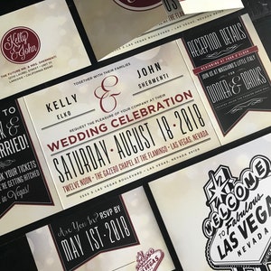 Las Vegas Invitation | Custom Fold Wedding Invitation Suite | Married in Vegas | Wedding Announcement | Las Vegas Wedding Invitations