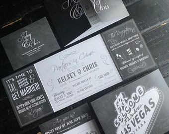Las Vegas Wedding Invitation: Chalkboard Custom Fold Suite