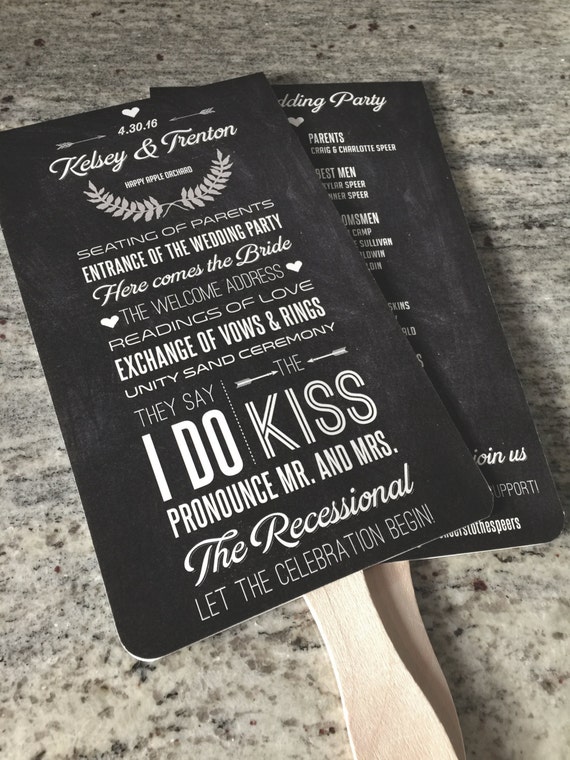 Program Fans Chalkboard Wedding Programs Fans For Wedding Etsy