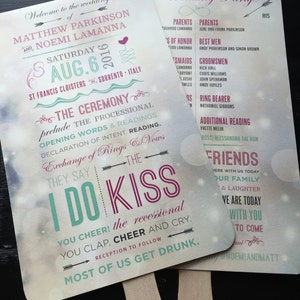 Beach Wedding Program Fans | Destination Wedding | Fans for Wedding | Printable Option Available | Ceremony Order of Events | Bridal Party