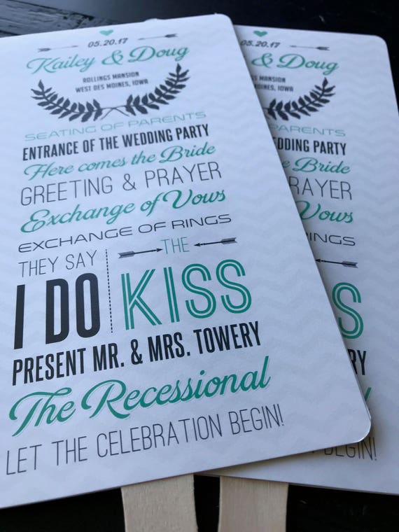 Program Fans Custom Wedding Programs Fans For Wedding Etsy