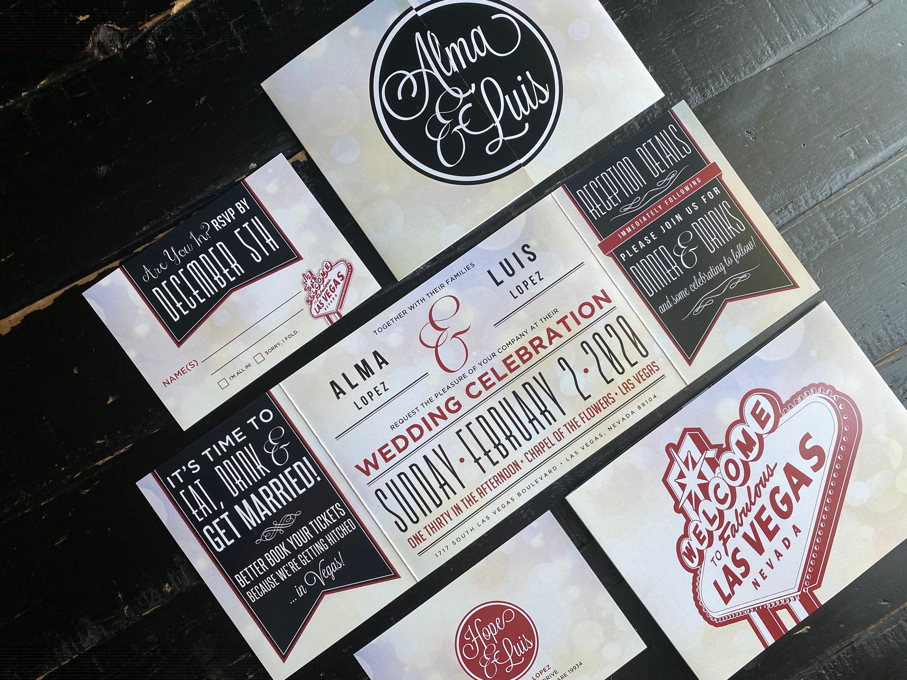 Las Vegas Custom Fold Wedding Invitations