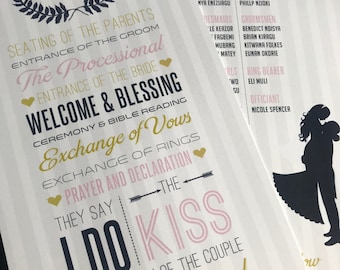 Custom Wedding Program Fans: Ceremony Details, Bridal Party (Printable Option)