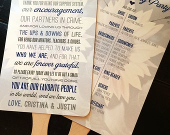 Sunflower Wedding Program Fans: Custom Bridal Party Details (Printable Option)