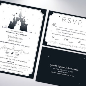Fairytale Wedding Invitation Suite | Castle | Fairytale | Wedding Announcement | Princess | Prince | Pearlescent Envelopes Included