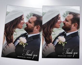 Thank You Cards & Matching Pearlescent Envelopes | Postcard Option Available | Wedding Thank You | Wedding Photos | Wedding Postcards