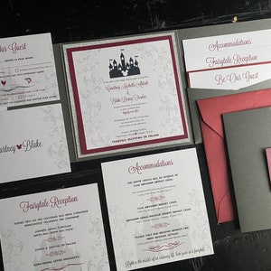 Fairytale Wedding Invitation | Custom Pocket Invitation Suite | Castle | Wedding Announcement | Storybook | Prince | Princess | Glitter