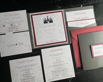 Fairytale Castle Wedding Invitation: Custom Pocket Suite