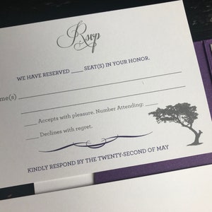 Zoo Themed Pocket Wedding Invitation Suites Metallic Purple & Glitter Silver Personalized Wedding Announcements Violet Zoo Animals zdjęcie 6
