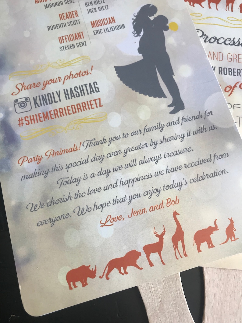 Program Fans Wedding Fans Zoo Venue Zoo Animals Etsy