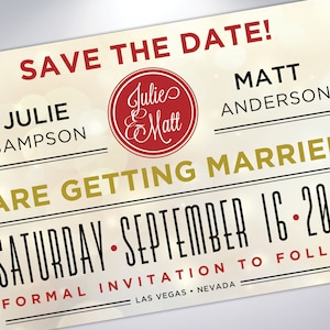 Las Vegas Save The Date Postkarte | Verlobungsansage | Druckbar | Digital | Hochzeitsankündigung mit Kalender | Personalisierte Postkarten